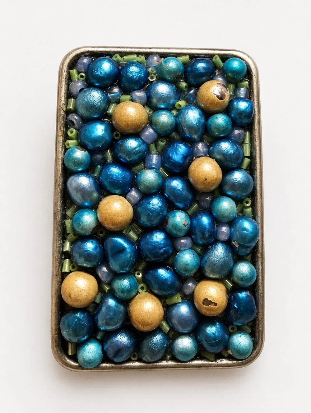 Vintage Blue Beaded Statement Belt Buckle